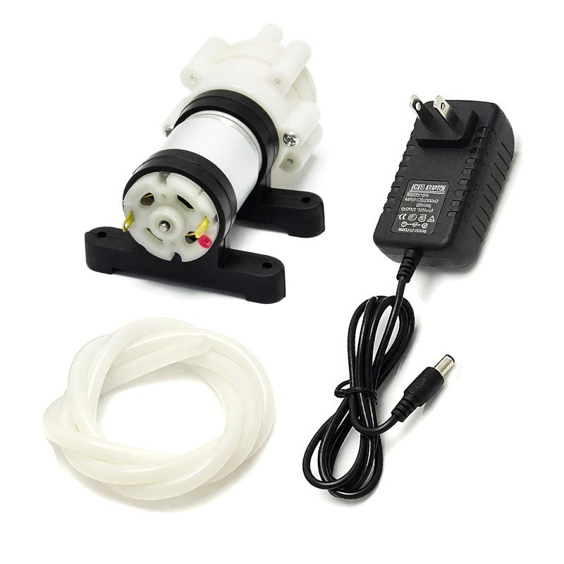 Gikfun R385 Mini Water Pump Fish Tank Motor with 12V 1A US Plug and 1m Tube for Diaphragm Pump for Fish Tanks, Hydroponics and Small Water Circulation Projects EK1912 - Image 1